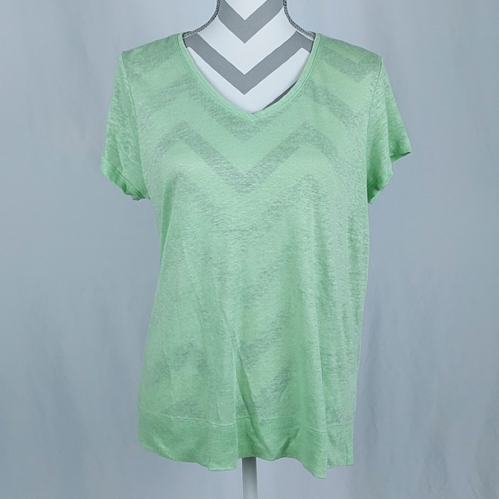 J. Jill Love Linen V-Neck Top Medium Petite